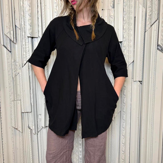 Ming Wang deadstock black quarter sleeve asymmetrical jacket