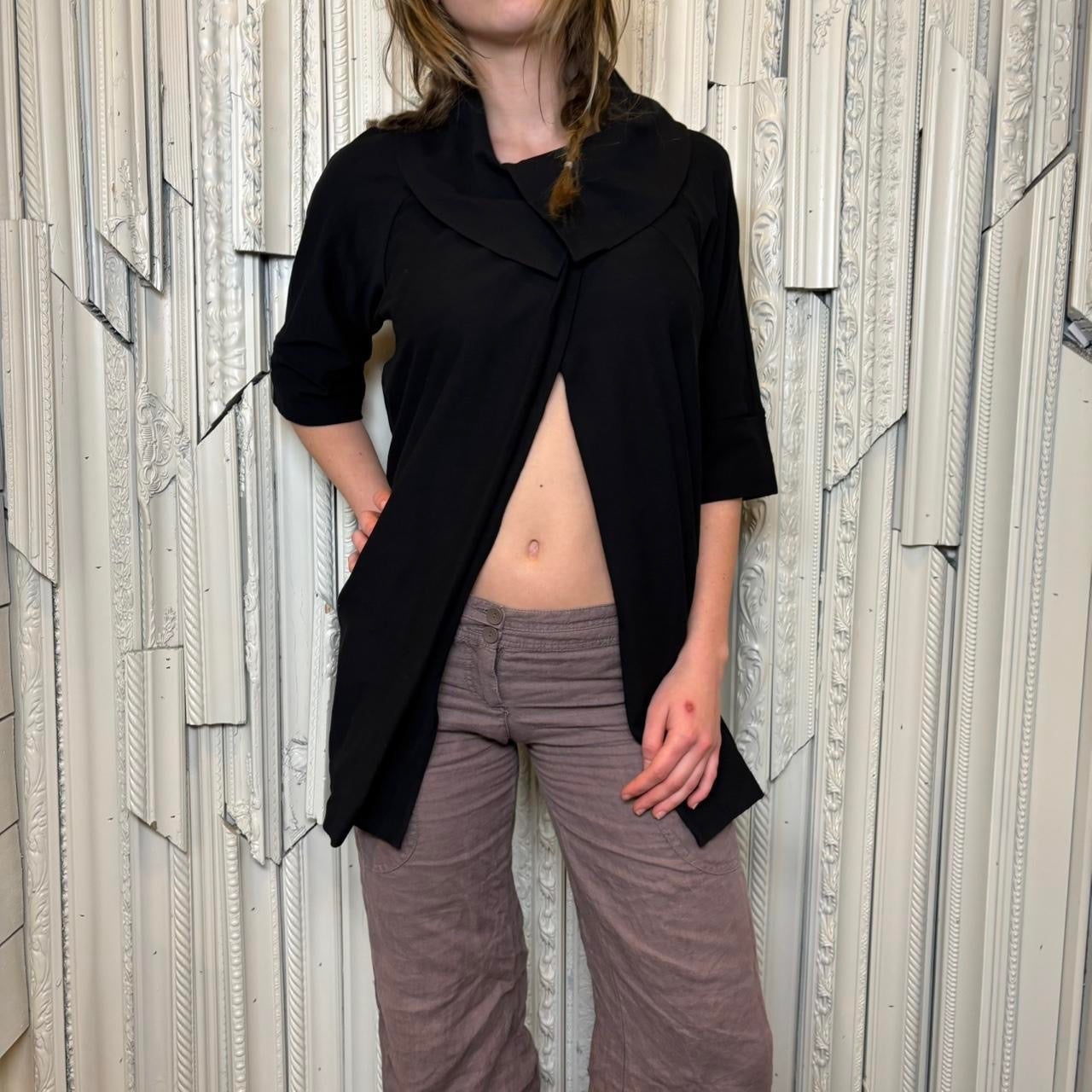 Ming Wang deadstock black quarter sleeve asymmetrical jacket