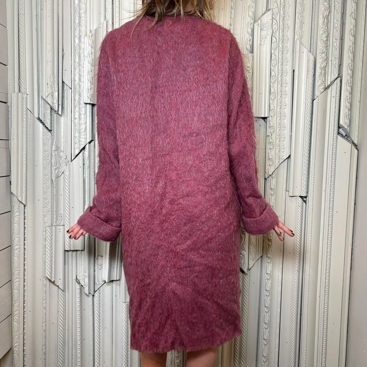 Andrew Stewart 60s mohair/wool blend pink long cardigan
