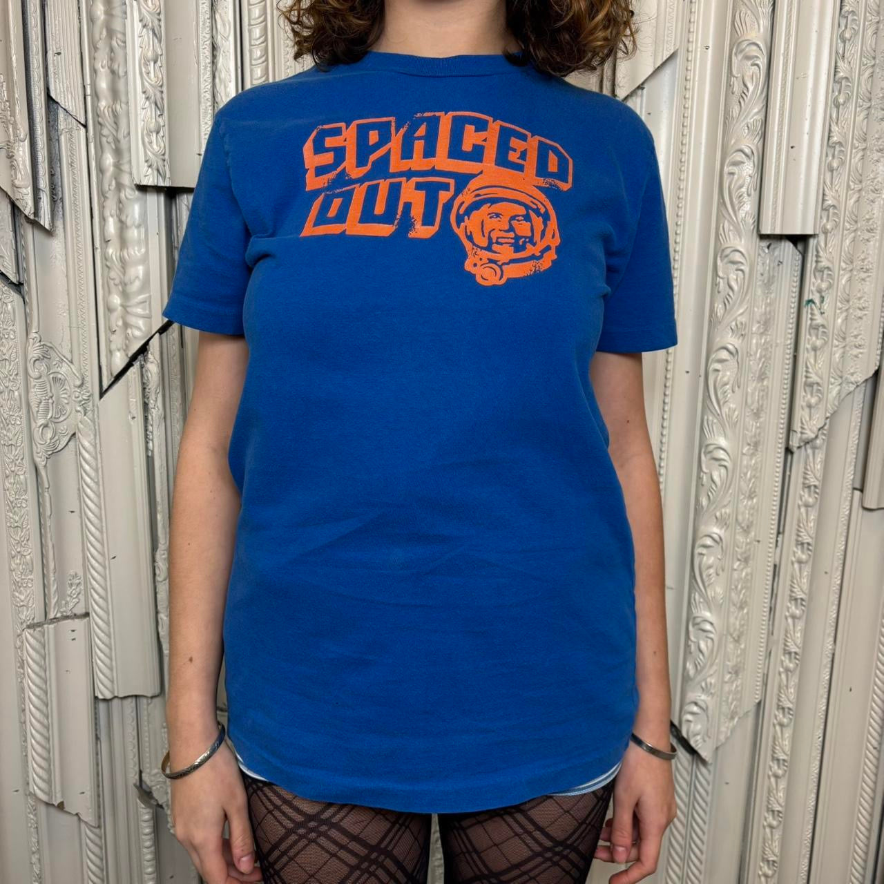 Hollister 100% cotton blue and orange “Spaced Out” tee