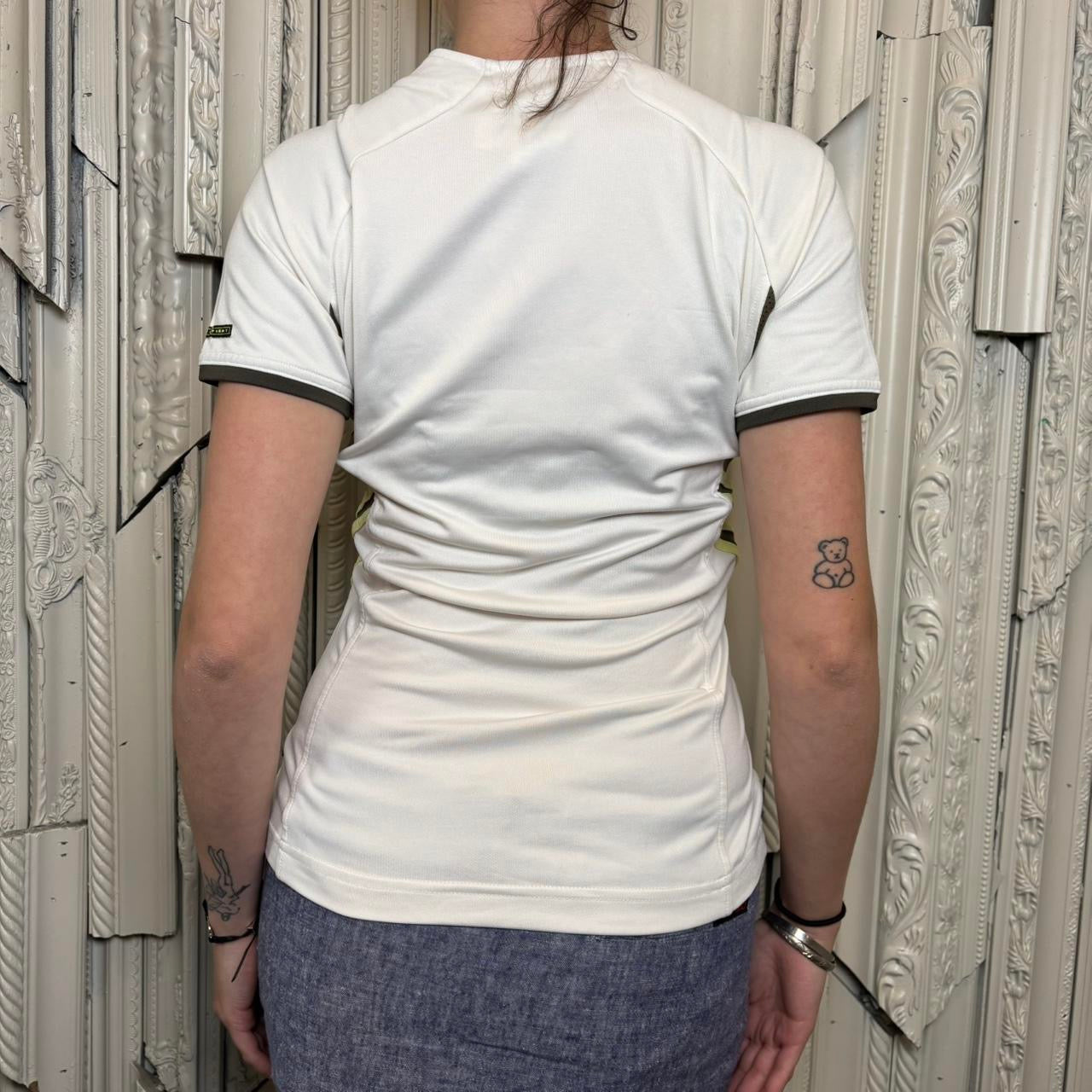 Adidas green,white and yellow sporty tee with zipper detail