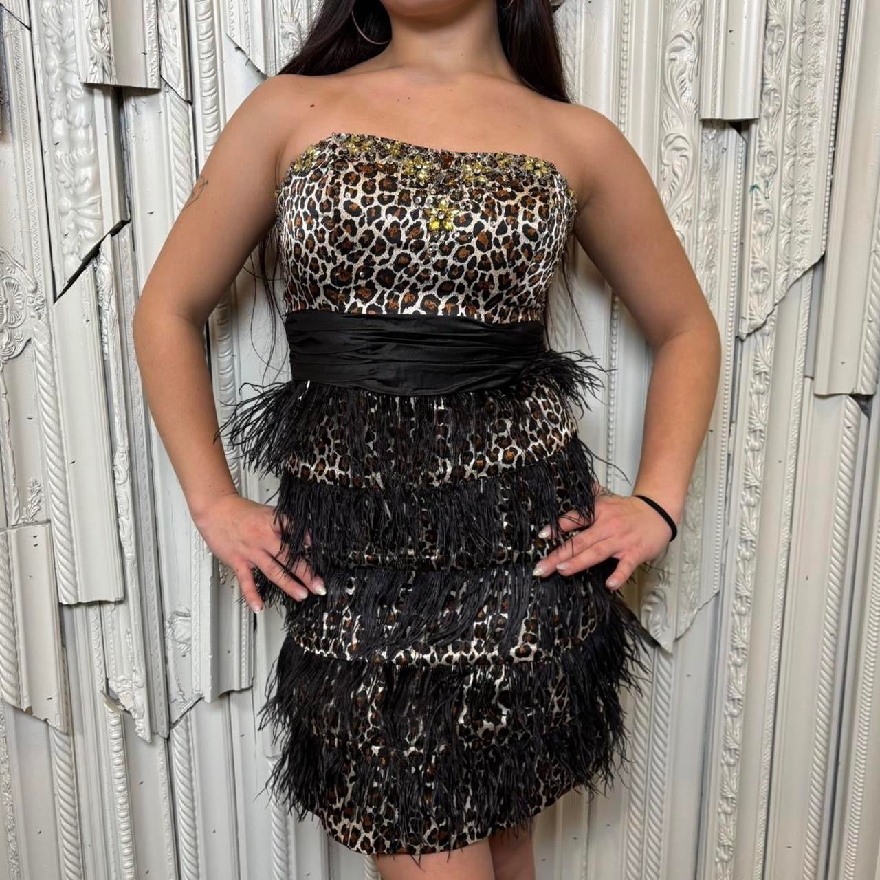 Partytime vintage cheetah print strapless mini dress