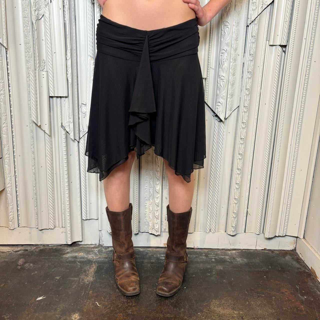 J Valdi black mini skirt with asymmetrical hemline and slit