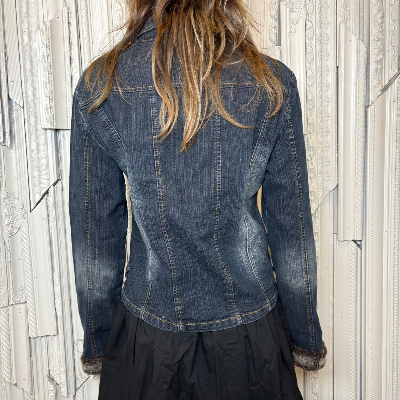 Elite Jeans y2k dark wash denim button down collared jacket