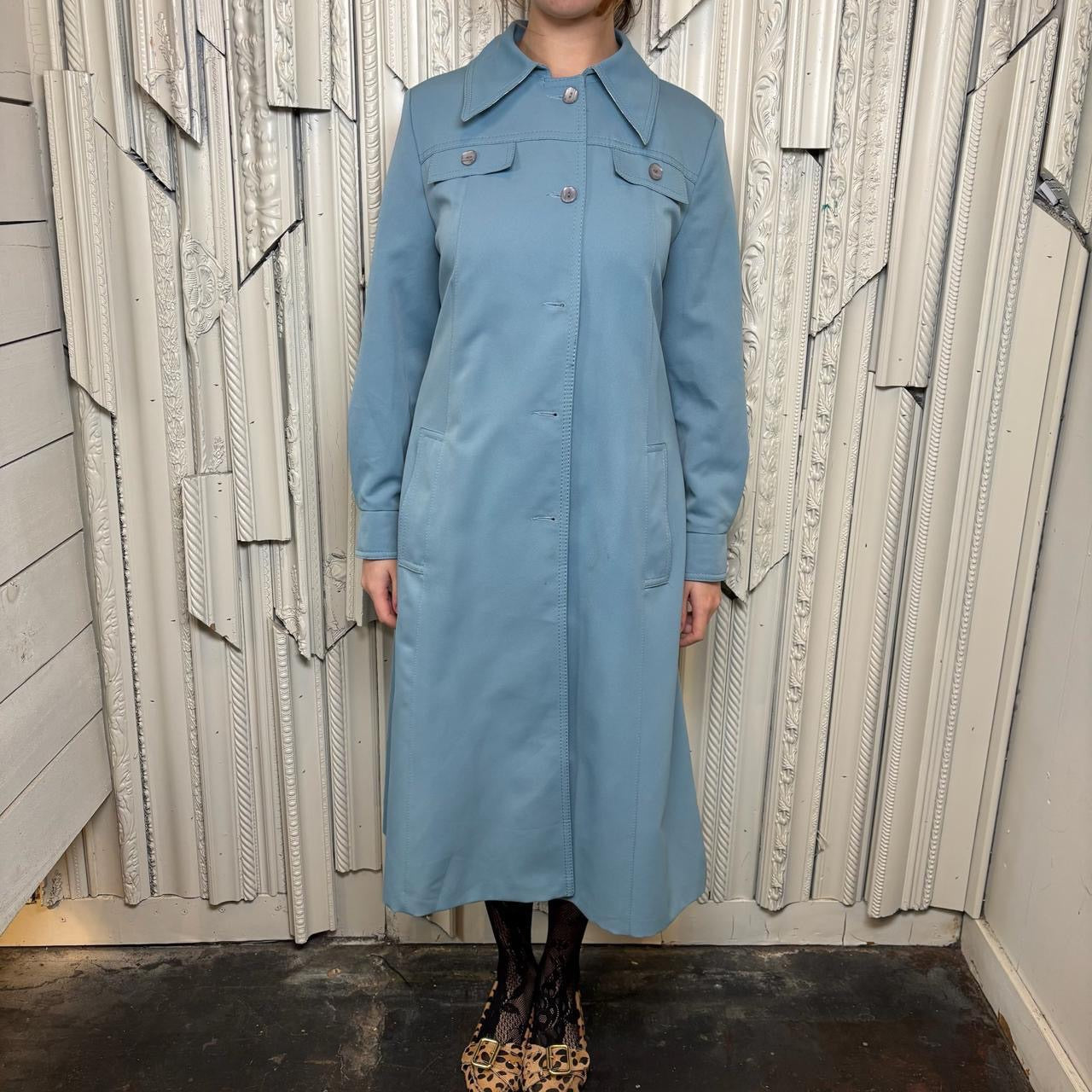 Forecaster of Boston 60s Union made baby blue button down trench coat
