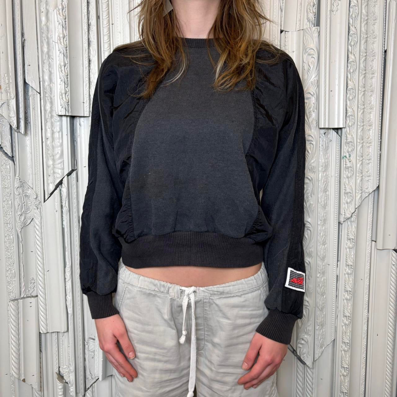 Avia 80s grey and black paneled crewneck