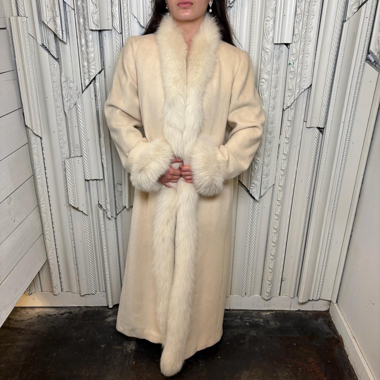Marvin Richard’s lambswool trench coat with fur trim