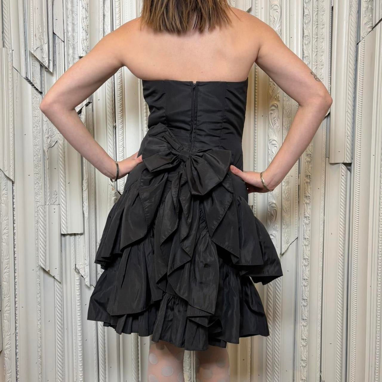 80s strapless sweetheart neck line drop waist dress