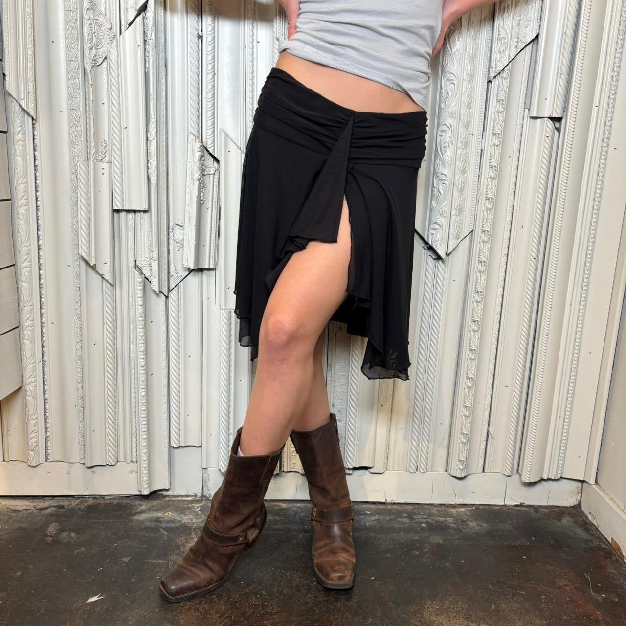 J Valdi black mini skirt with asymmetrical hemline and slit