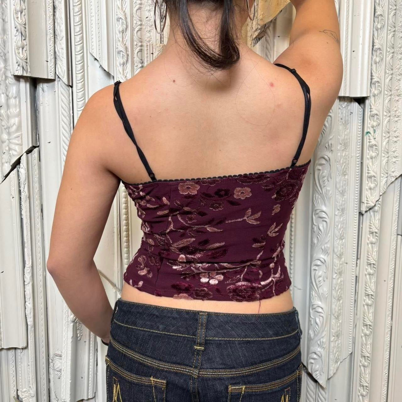 90s wet seal corseted floral top with boning
