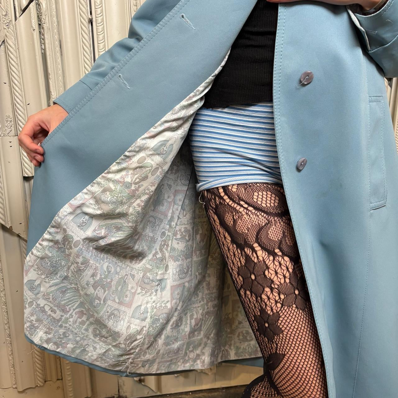 Forecaster of Boston 60s Union made baby blue button down trench coat