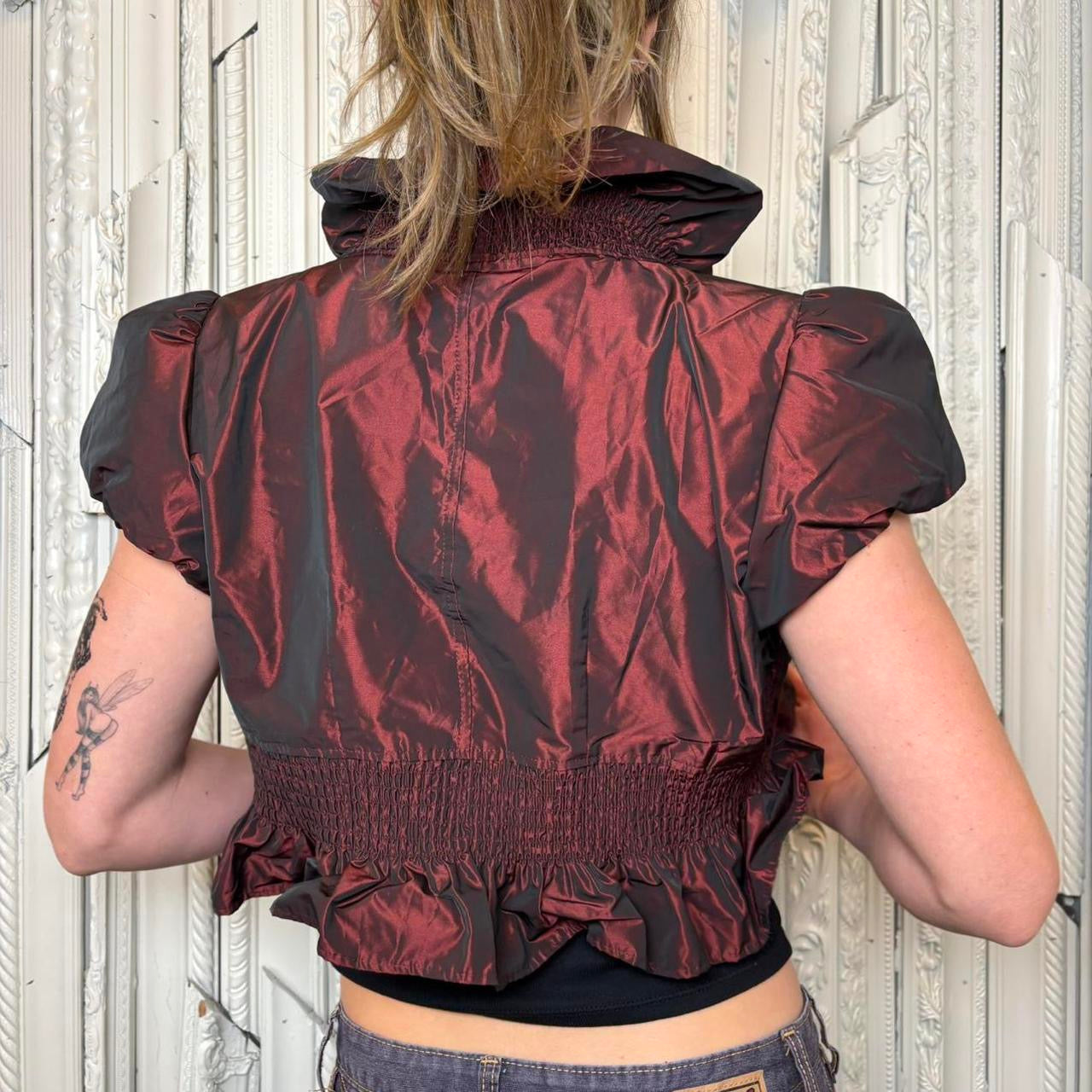 Forever 21 y2k red/black polyester shrug bolero