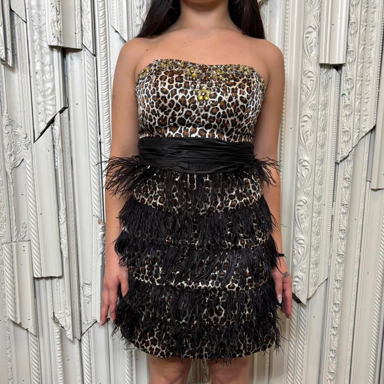 Partytime vintage cheetah print strapless mini dress