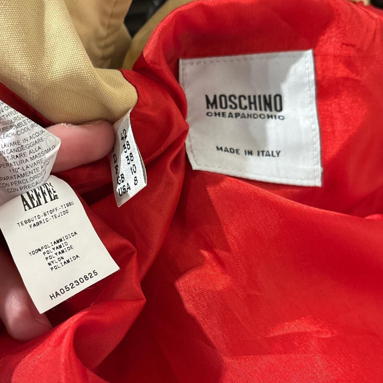 Moschino Cheap & Chic khaki and red double zipper moto style jacket