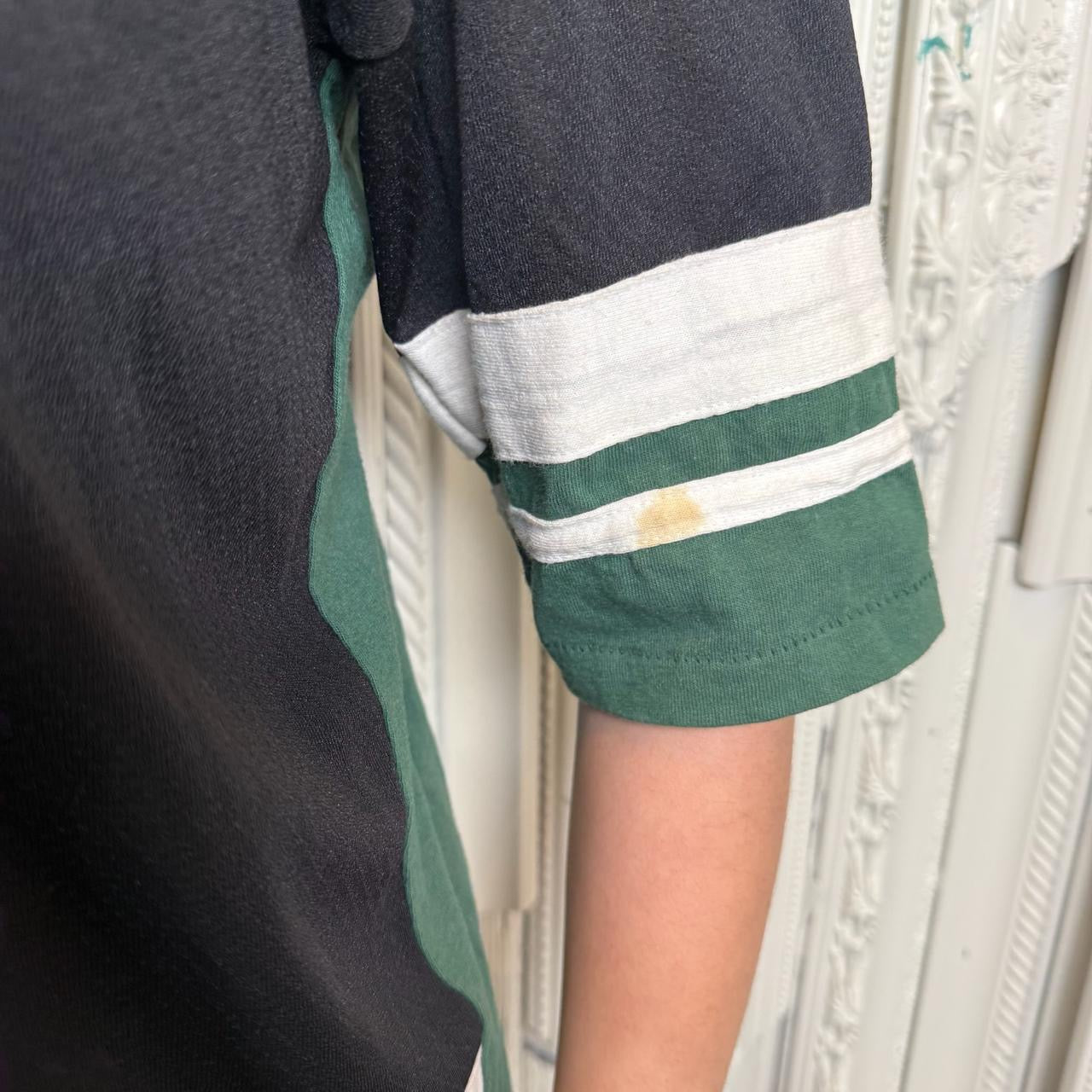 Team Rated green, black and white jersey style tee