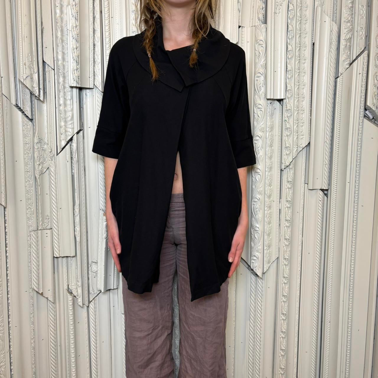 Ming Wang deadstock black quarter sleeve asymmetrical jacket