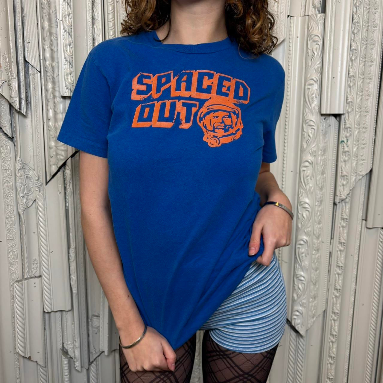 Hollister 100% cotton blue and orange “Spaced Out” tee