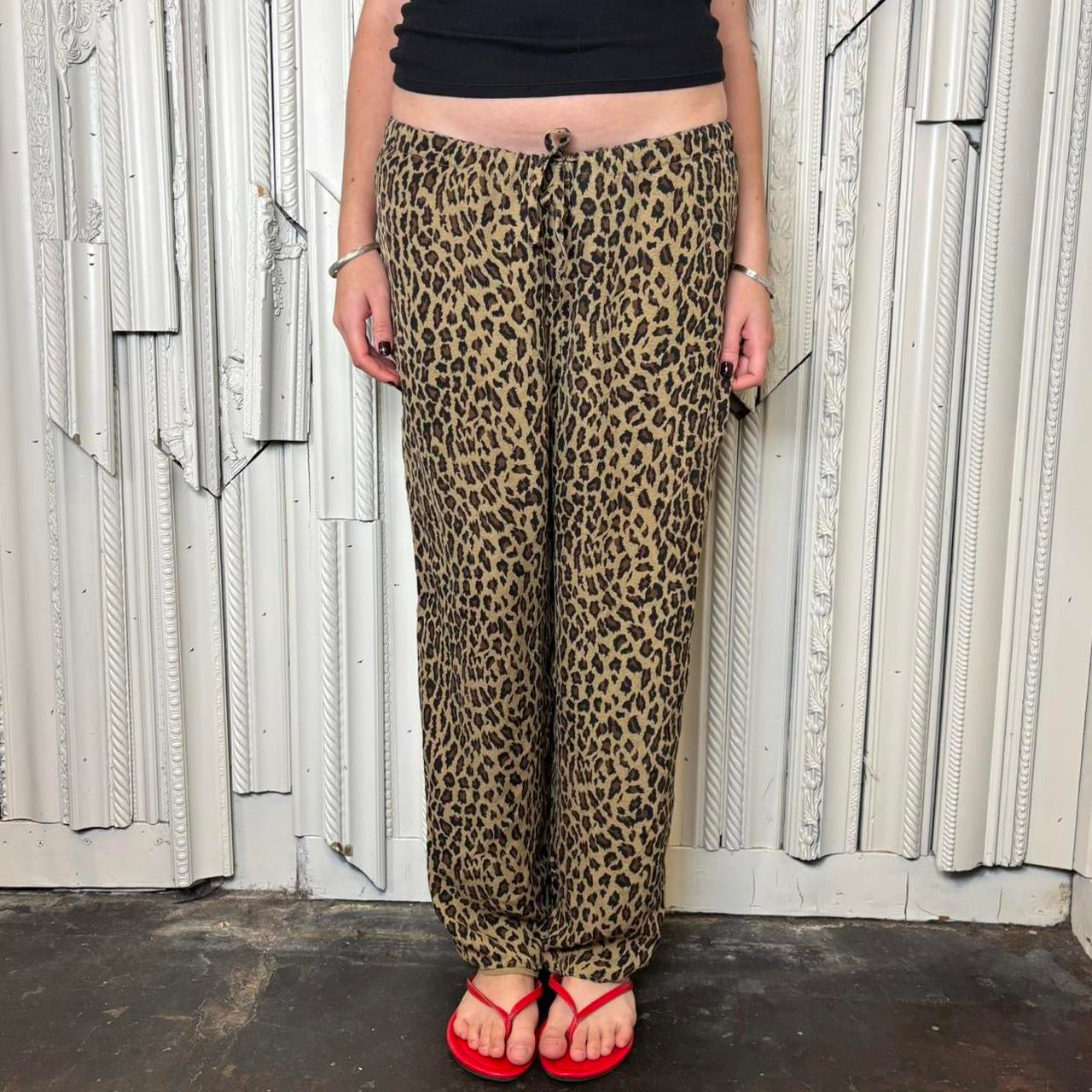 Lauren Ralph Lauren 100% silk cheetah print drawstring pants