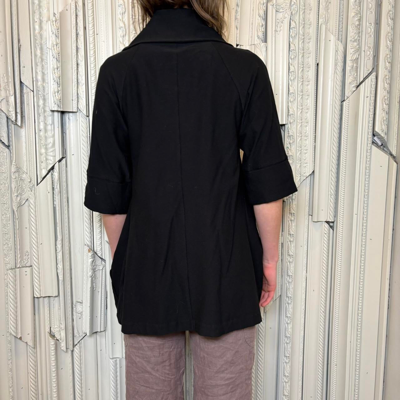 Ming Wang deadstock black quarter sleeve asymmetrical jacket