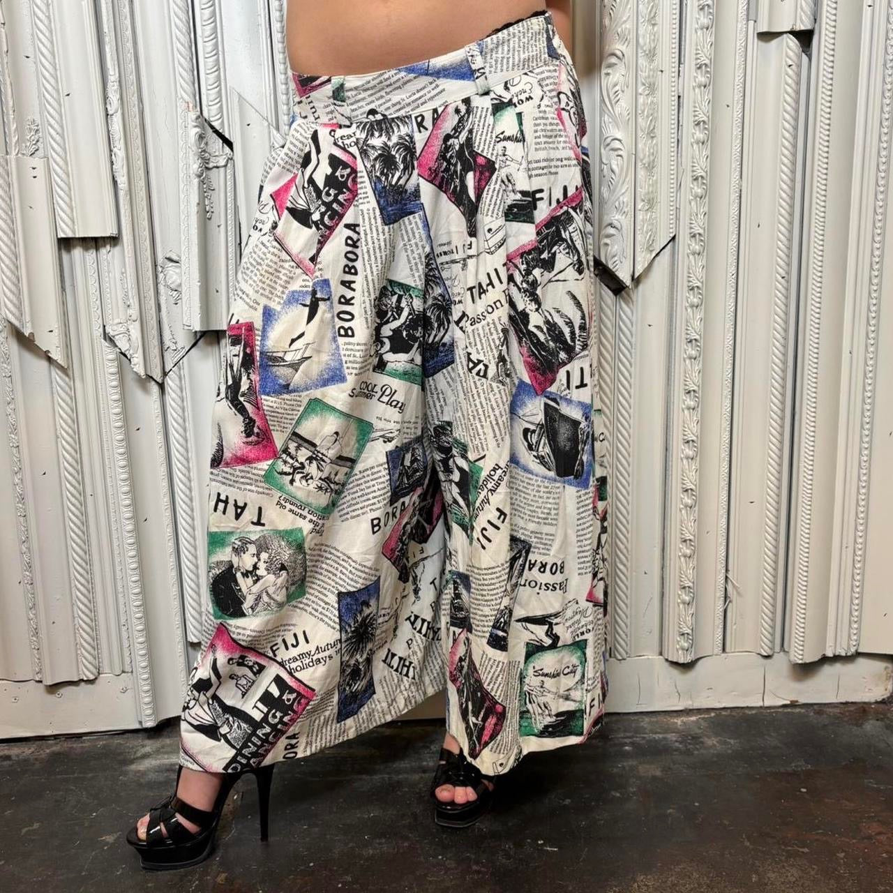 Claude vintage newspaper print, pant and top set