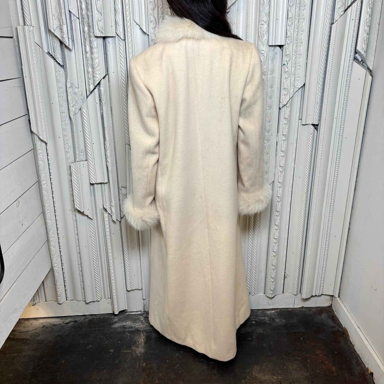 Marvin Richard’s lambswool trench coat with fur trim