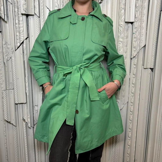 Gap green 2009 cotton/nylon blend button down trench coat