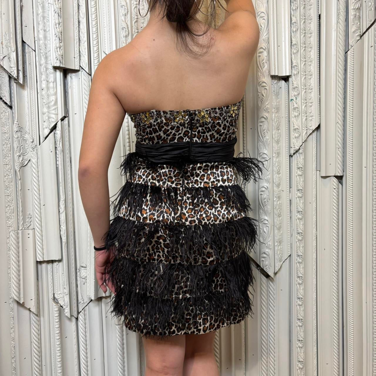 Partytime vintage cheetah print strapless mini dress