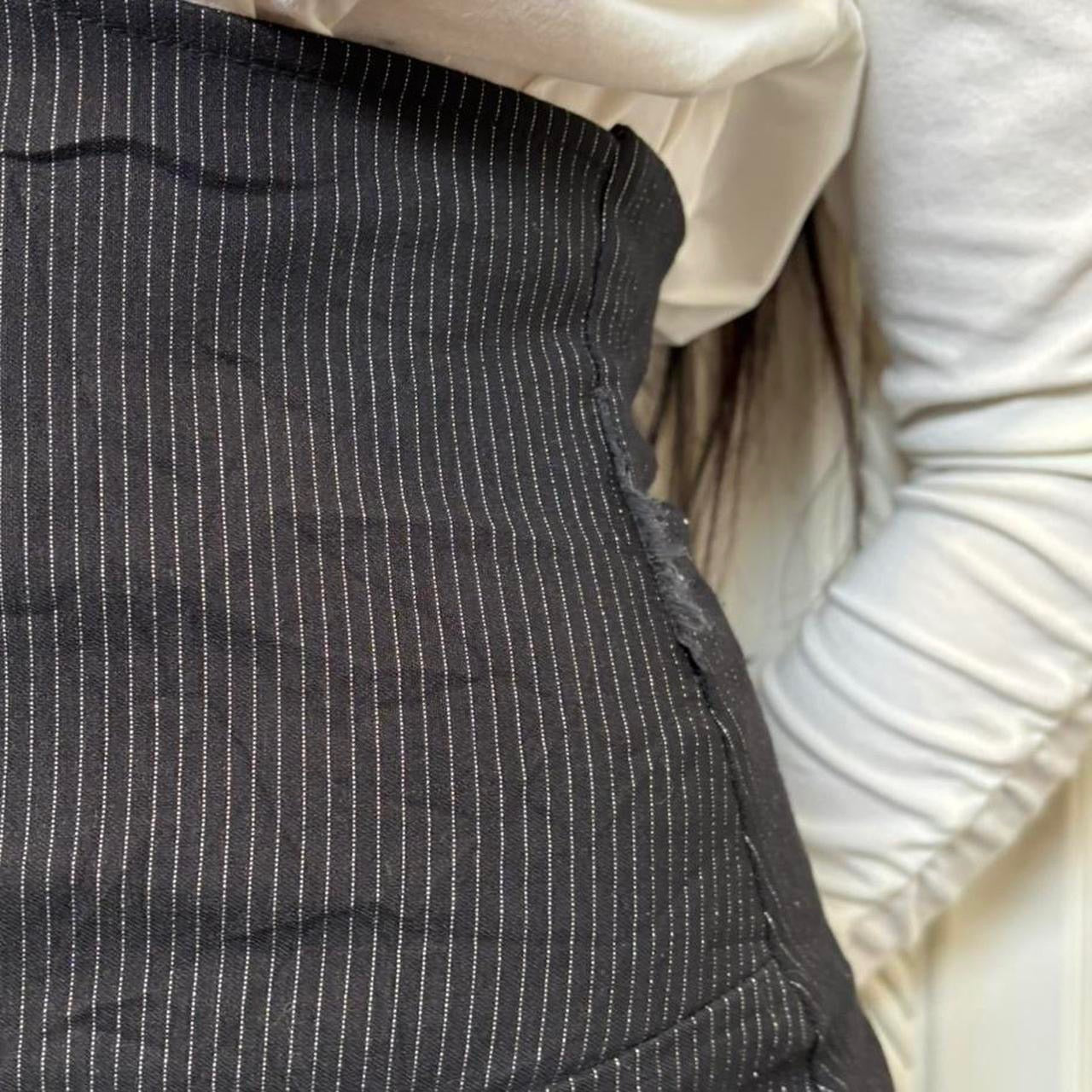 Lipsy 90s black and white pinstripe high waisted skirt