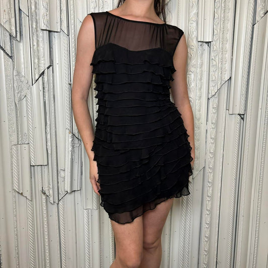 Express black tiered ruffle bodycon mini dress