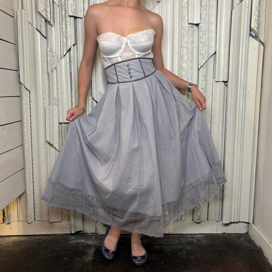 Another Angelus light grey mesh overlay maxi skirt