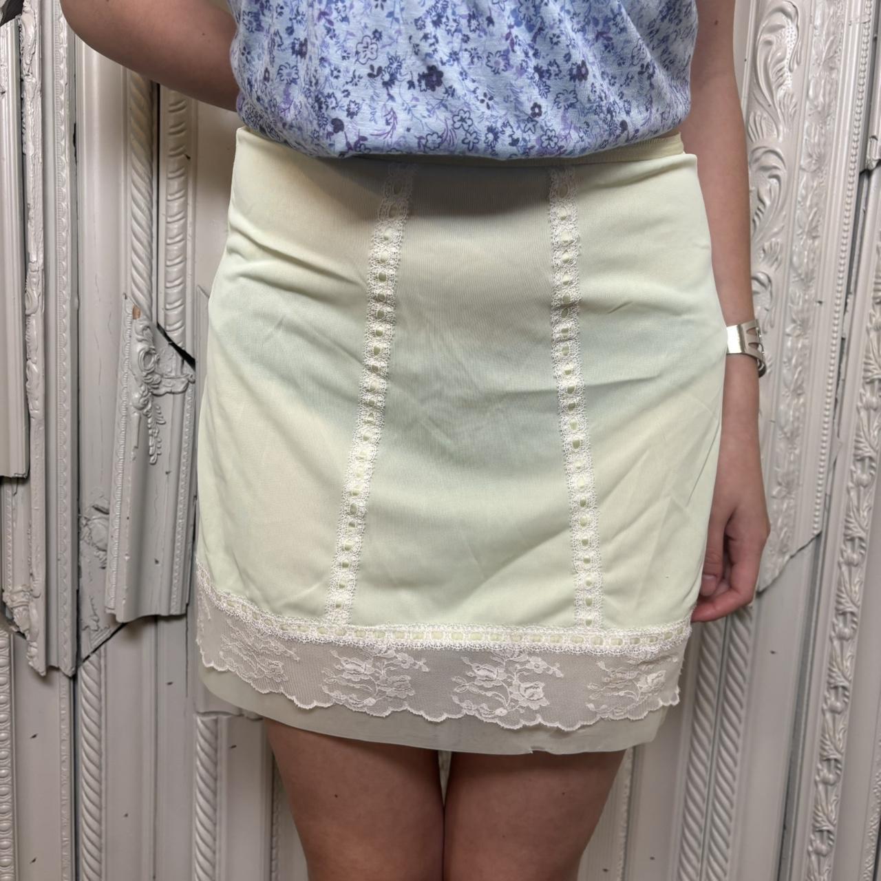 Lorraine Lingerie pale yellow slip skirt with lace detailing