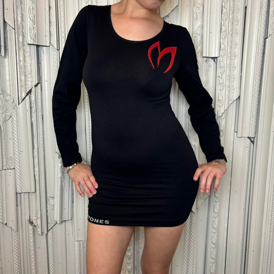 Master Bunny Edition black bodycon long sleeve mini dress