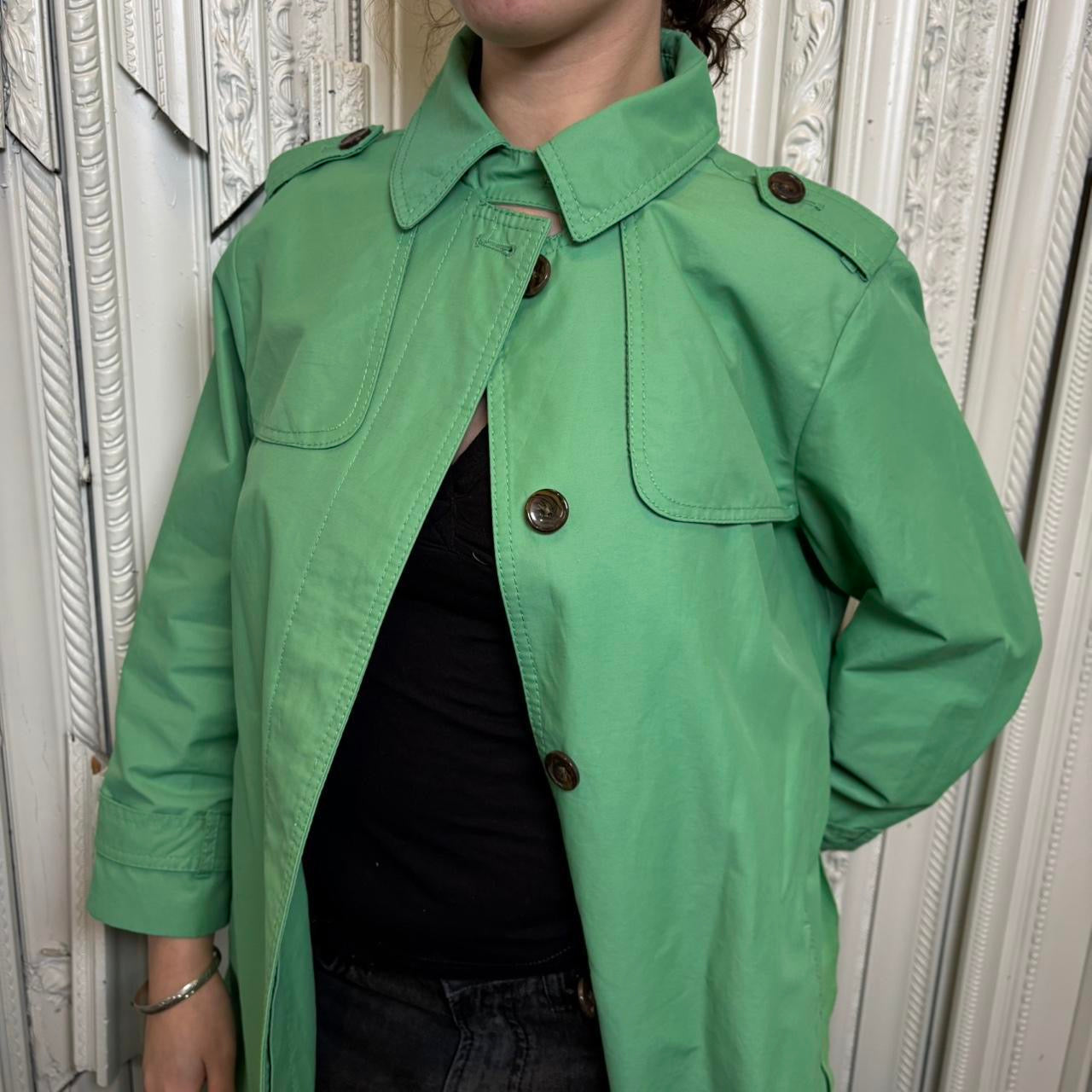 Gap green 2009 cotton/nylon blend button down trench coat