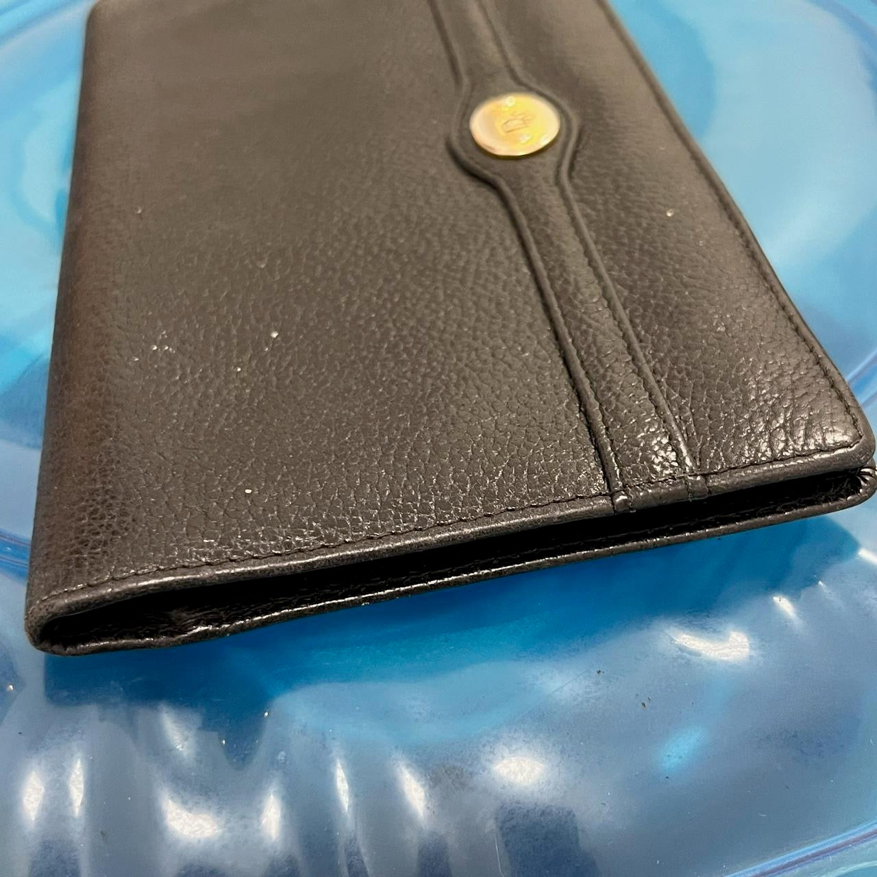 80s Christian Dior black leather long wallet