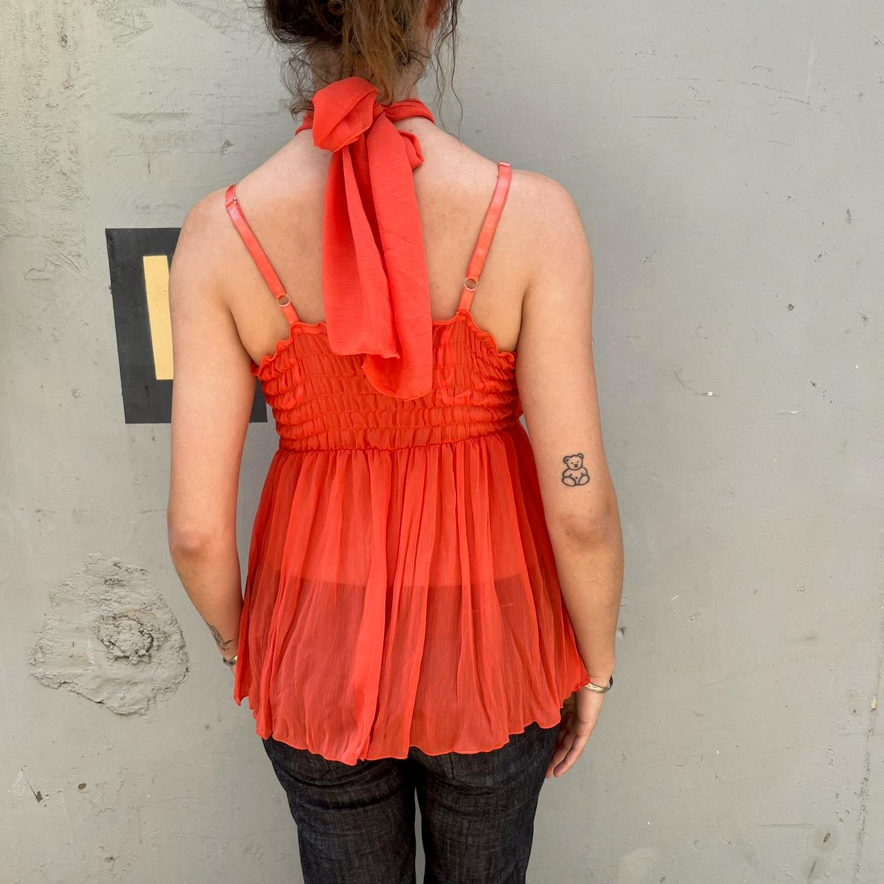 Kaelyn Max Y2K orange flowy tank top