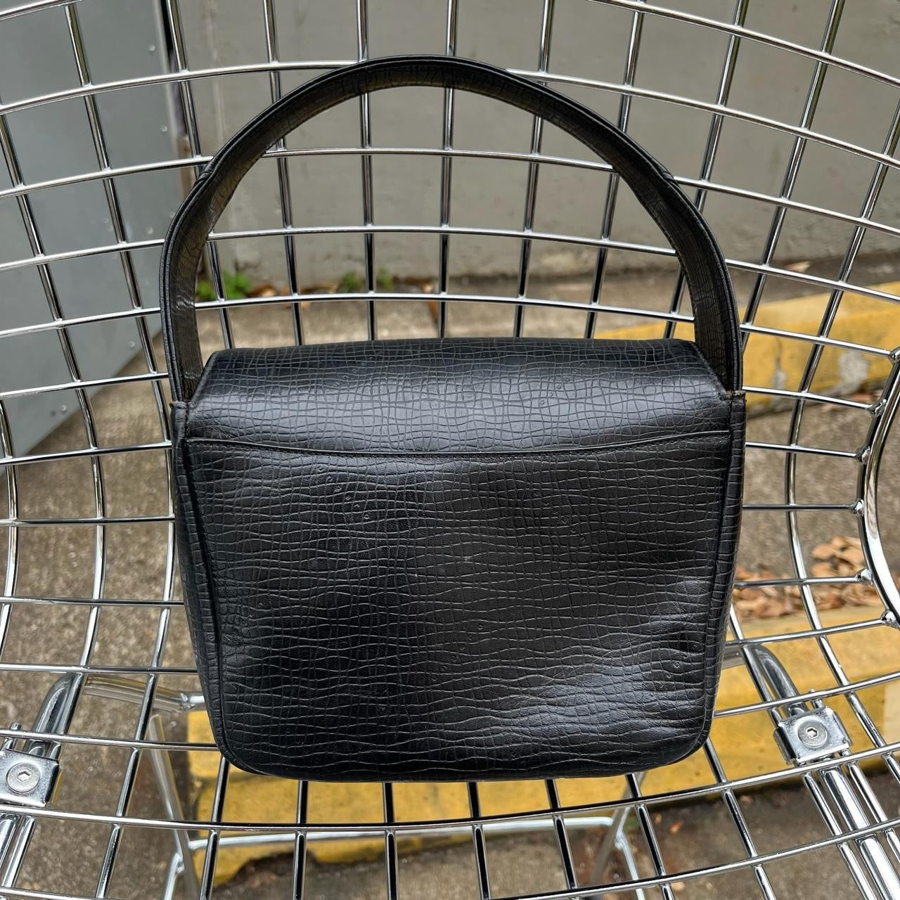 Vintage Ungaro black leather top handle bag