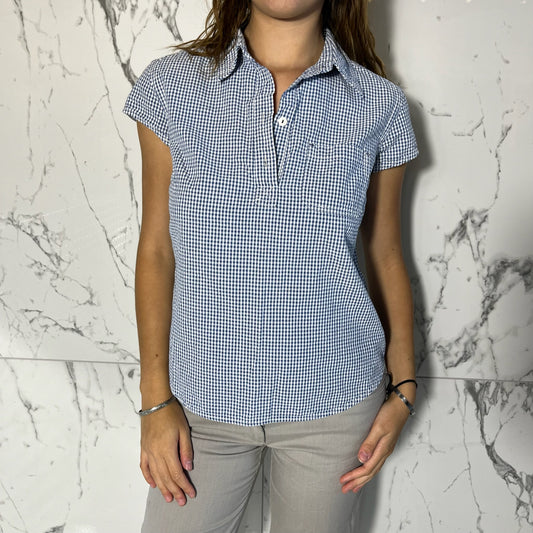 GAP blue and white gingham blouse