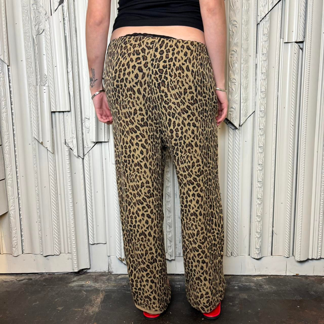 Lauren Ralph Lauren 100% silk cheetah print drawstring pants