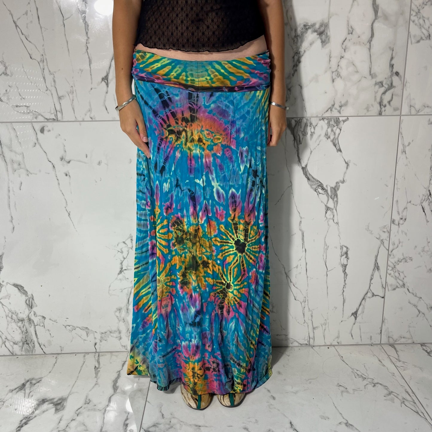 Culture Shop tie dye slinky flowy maxi skirt