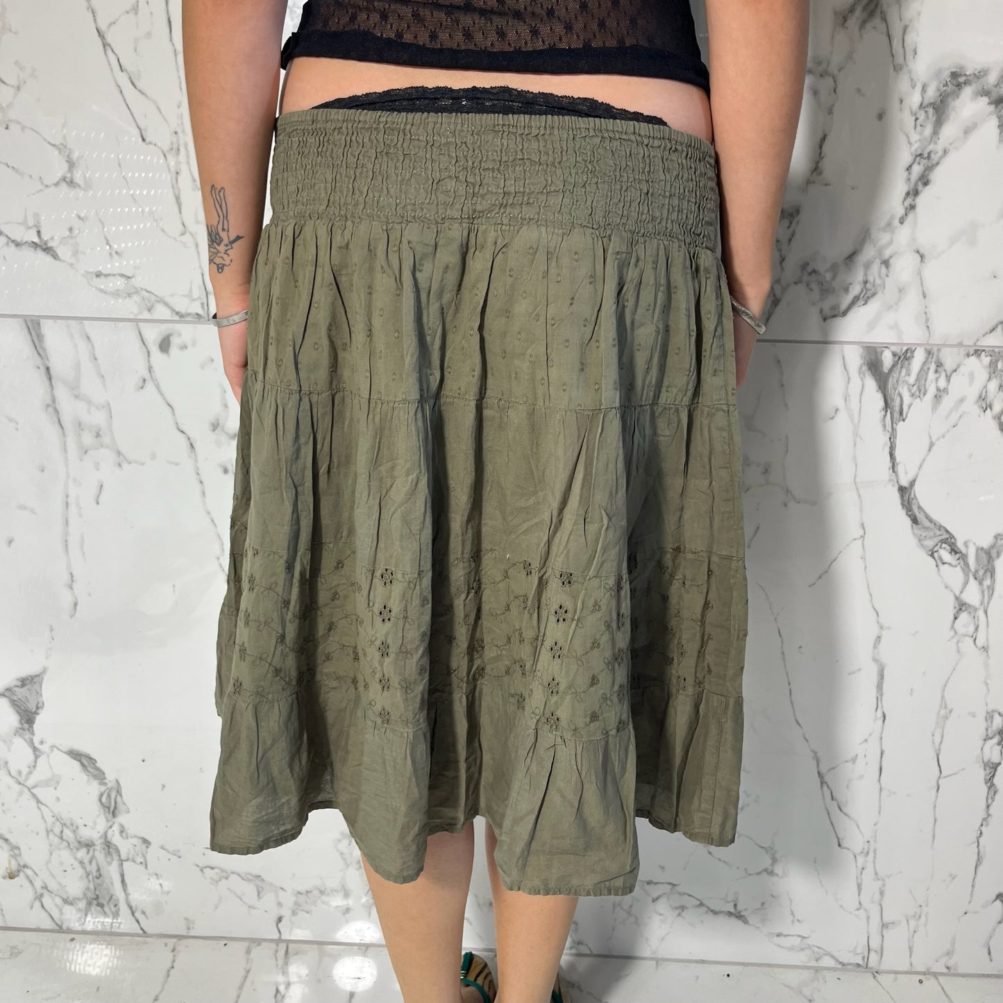 Charlotte Russe khaki & green midi skirt