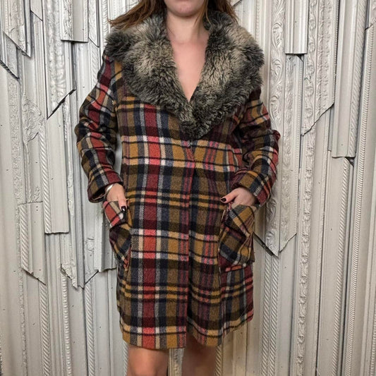 Colleen vintage 60s/70s multicolor plaid wool coat