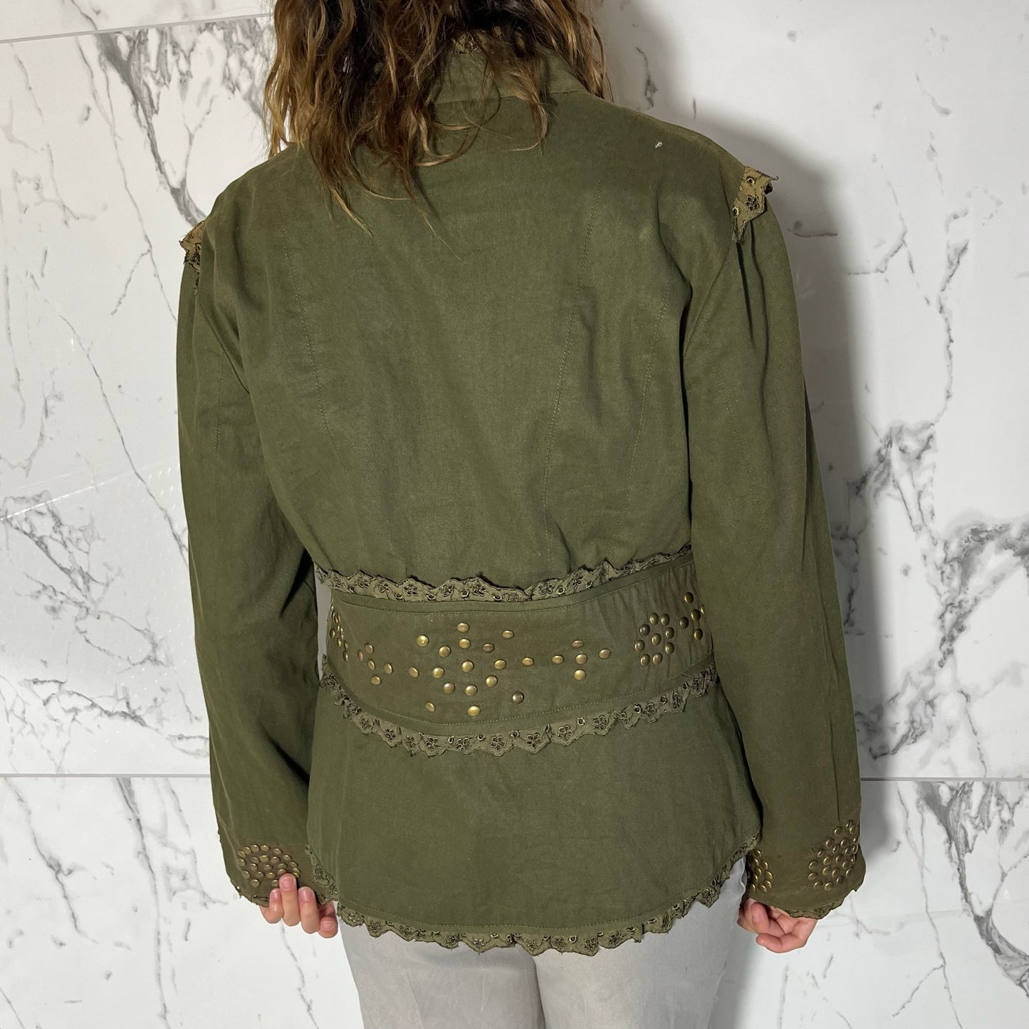 Mix Nouveau green “military” jacket with gold hardware