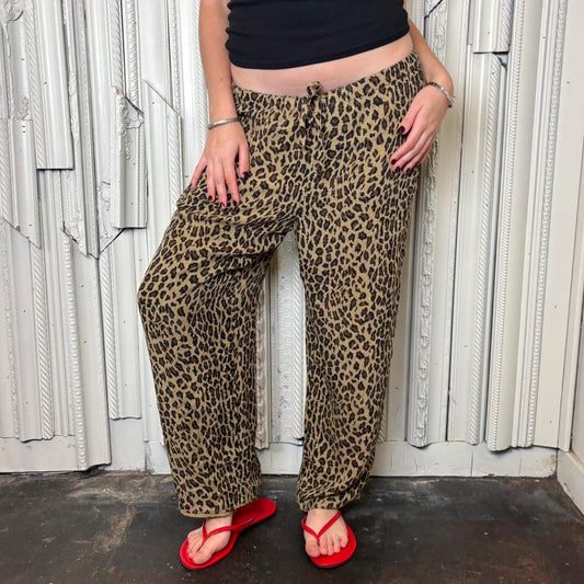 Lauren Ralph Lauren 100% silk cheetah print drawstring pants