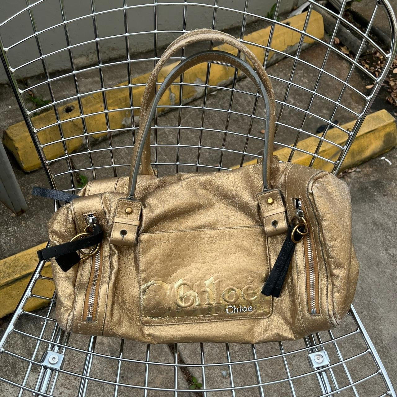 Chloe Gold eclipse leather Boston bag