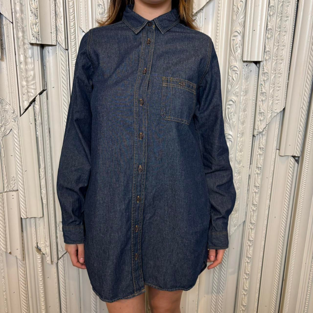 Sweet Rouge Japanese true blue denim long sleeve mini dress