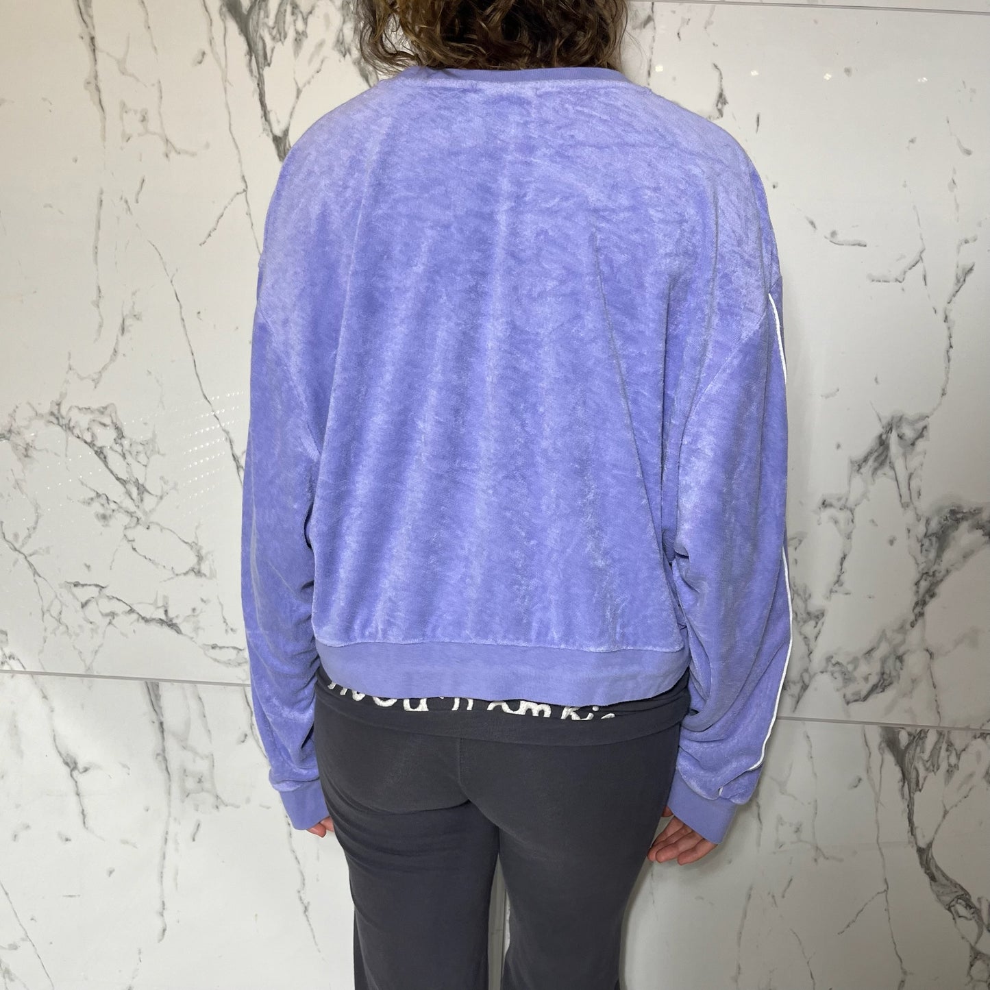 Nike purple and white cropped terry cloth sweatshirt