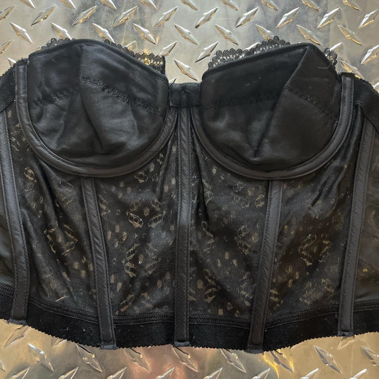 Sears Vintage black lace corset top