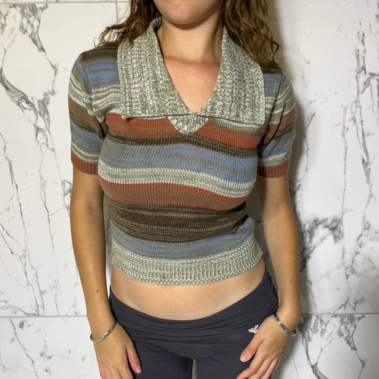 Three Feet vintage multicolor striped knit sweater top