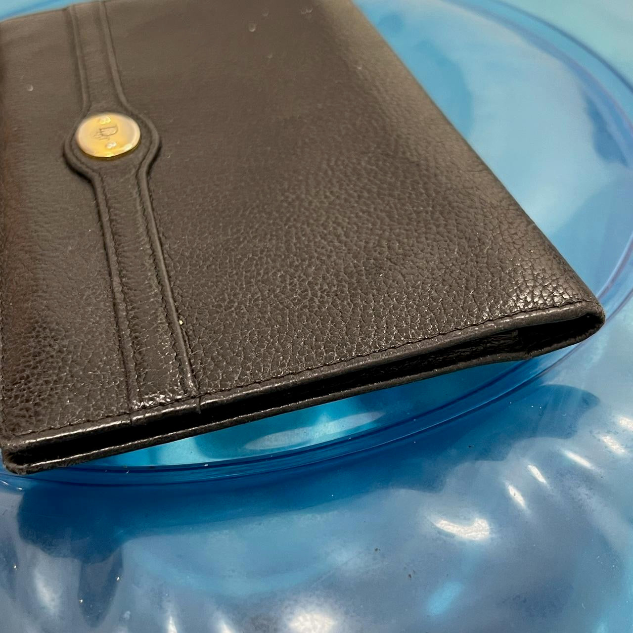 80s Christian Dior black leather long wallet