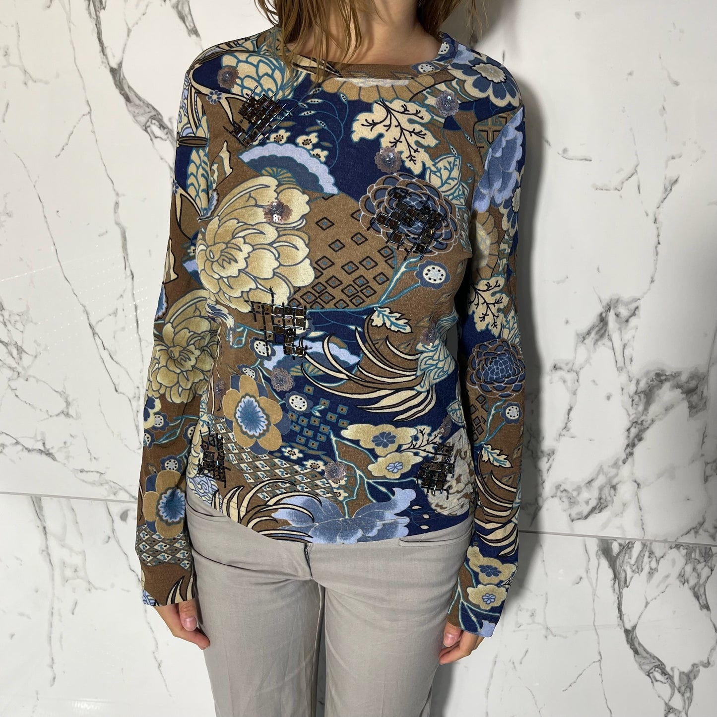 Karen Kane patterned long sleeve top